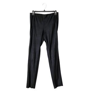 E3 Etcetera Pants Womens Size 4 Black Dress Trousers Faux Suede Front Panel Work